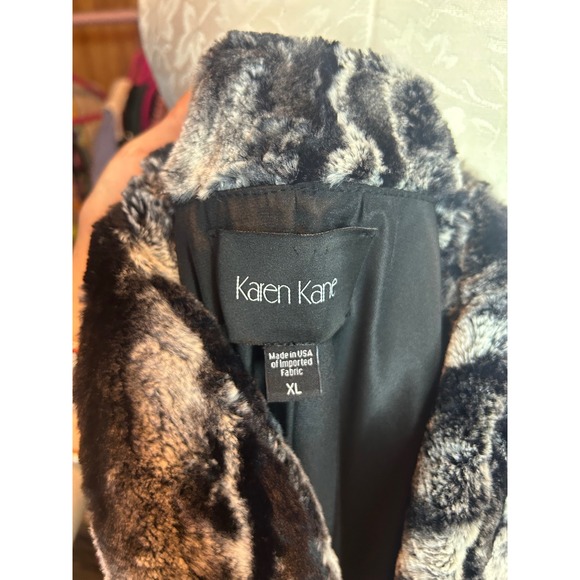 Karen Kane Faux Fur Coat Womens XL Black White Animal Print Toggle Jacket Luxury - Picture 8 of 10